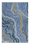 Tapis fait main motif abstrait bleu 140x200
