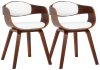 2er Set Stühle mit Holzgestell und Sitz aus Kunstleder walnuss/weiß