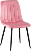 Silla de comedor con asiento en terciopelo rosado