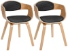 Lot 2 chaises avec pieds en bois assise en similicuir Nature / Noir