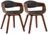 2er Set Stühle mit Holzgestell und Sitz aus Kunstleder walnuss/schwarz