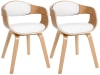 Lot 2 chaises avec pieds en bois assise en similicuir Nature / Blanc