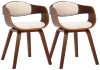 Lot 2 chaises avec pieds en bois assise en similicuir Noyer / Crème