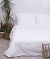 Sábana percal 200 hilos lavado algodón blanco cama de 150/160 cm