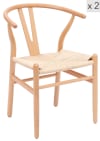 Set 2 sillas escandinavas en madera y cuerda
