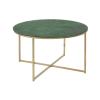 Table basse ronde effet marbre en verre et métal vert