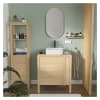 Meuble simple vasque 70cm chêne + vasque + robinet + miroir + colonne