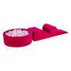 Juegos de espuma con piscina de bolas Blanco/Rosa pastel W90cm
