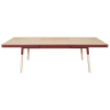 Table 180x100 cm en frêne massif, 2 rallonges rouge de pluduno