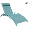 Set di 2 sedie a sdraio in textilene azzurro con struttura azzurra