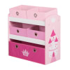 Spielzeugregal für Kinder, 5 Stoffboxen, Weiß/Rosa