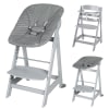 Chaise haute avec transat cuir inclinable en bois gris taupe