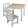Table Et 2 Chaises Enfant En Bois AIYAPLAY - Avec Rouleau De Papier, Tiroirs De Rangement - Pour Dessin, Jeux, Activités 3-8 Ans - Couleur Grise