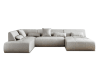 Canapé panoramique 7 places angle gauche en tissu gris clair