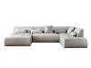 Canapé panoramique 7 places angle droit en tissu gris clair