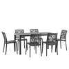 Set tavolo rettangolare antracite e 6 sedie in resina antracite