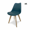 4 chaises scandinaves pieds bois de hêtre bleu canard