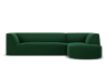 Divano angolare destro 4 posti in velluto verde