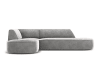 Sofá esquinero izquierdo 4 plazas de terciopelo gris claro