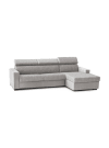 Canapé d'angle convertible 3 places en tissu gris