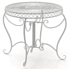 Runder Gartentisch mit Verzierungen Metall antik weiß