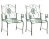 2er Set Gartenstühle mit Armlehnen aus Metall antik-grün