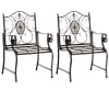 2er Set Gartenstühle mit Armlehnen aus Metall bronze
