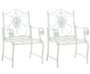 2er Set Gartenstühle mit Armlehnen aus Metall antik weiß