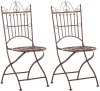 Lot de 2 chaises de jardin pliables en métal Marron antique