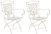 Set 2 sillas de exterior con reposabrazos en Metal Crema antiguo