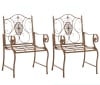 2er Set Gartenstühle mit Armlehnen aus Metall antik braun