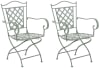 Set 2 sedie da esterno con braccioli in Metallo verde antico