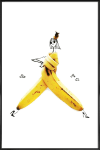 Affiche dans cadre standard (noir) blanc & jaune 20x30