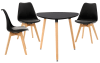 Set di tavolo e 4 sedie imbottite in Legno nero