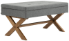 Sitzbank mit Holzgestell Polster aus Stoff grau