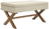 Sitzbank mit Holzgestell Polster aus Stoff creme
