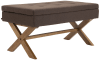 Banco con patas de madera y asiento en Tela Marrón