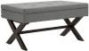 Sitzbank mit Holzgestell Polster aus Stoff grau