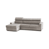 Canapé d'angle fixe 3 places en tissu gris tourterelle