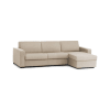 Canapé d'angle fixe 3 places en tissu beige