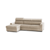 Canapé d'angle fixe 3 places en tissu beige