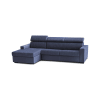 Canapé d'angle fixe 3 places en tissu bleu
