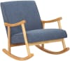 Mecedora con base de madera y asiento en Tela Azul