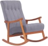 Mecedora con base de madera y asiento en terciopelo nogal/gris