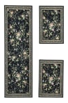 Alfombra floral tejida plana negra 70x400 cm
