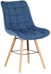 Silla con patas de madera y asiento en Terciopelo Azul