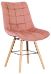 Esszimmerstuhl mit Holzgestell und Sitz aus Samt pink