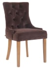 Silla con patas de madera y asiento en terciopelo marrón