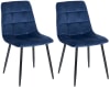2er Set Esszimmerstühle mit Metallgestell Samt blau