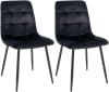 2er Set Esszimmerstühle mit Metallgestell Samt schwarz